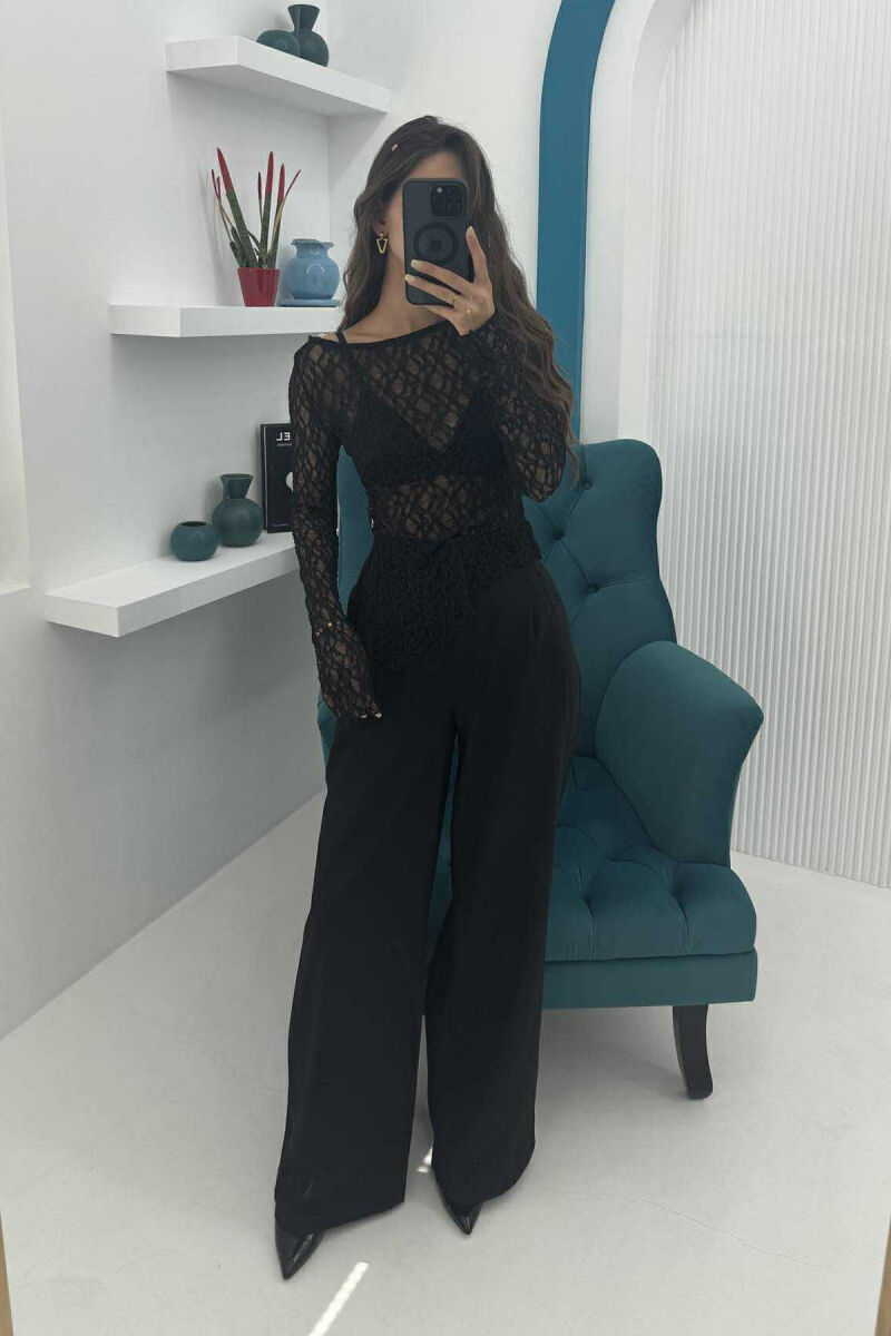 ONE COLOR TULLE WOMEN SWEATSHIRT BLACK/ E ZEZE - 1