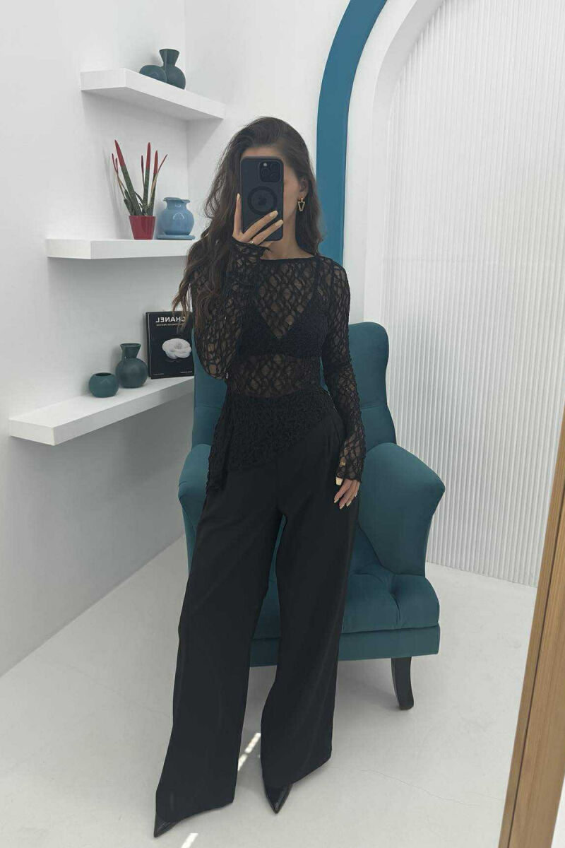 ONE COLOR TULLE WOMEN SWEATSHIRT BLACK/ E ZEZE - 2