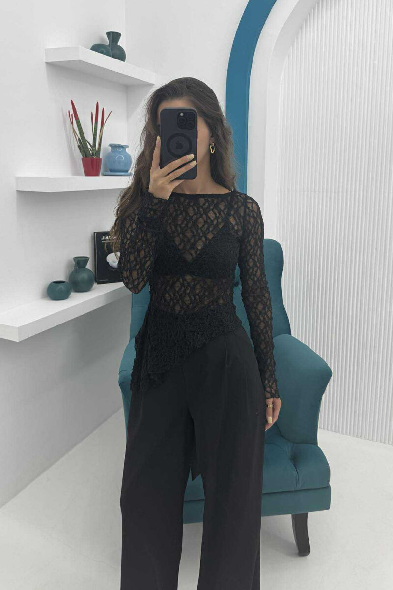 ONE COLOR TULLE WOMEN SWEATSHIRT BLACK/ E ZEZE - 4