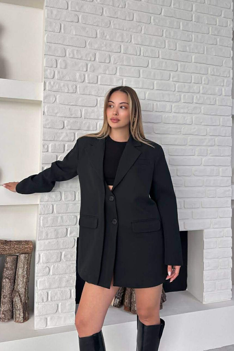 ONE COLOR TWO BUTTONS CLASSIC WOMAN JACKET BLACK/ E ZEZE - 7