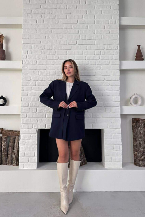 ONE COLOR TWO BUTTONS CLASSIC WOMAN JACKET BLUE/BLU - 7