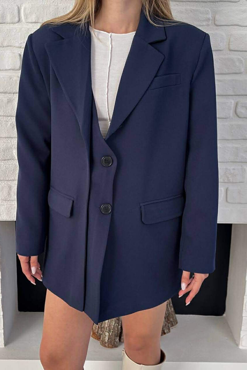 ONE COLOR TWO BUTTONS CLASSIC WOMAN JACKET BLUE/BLU - 8