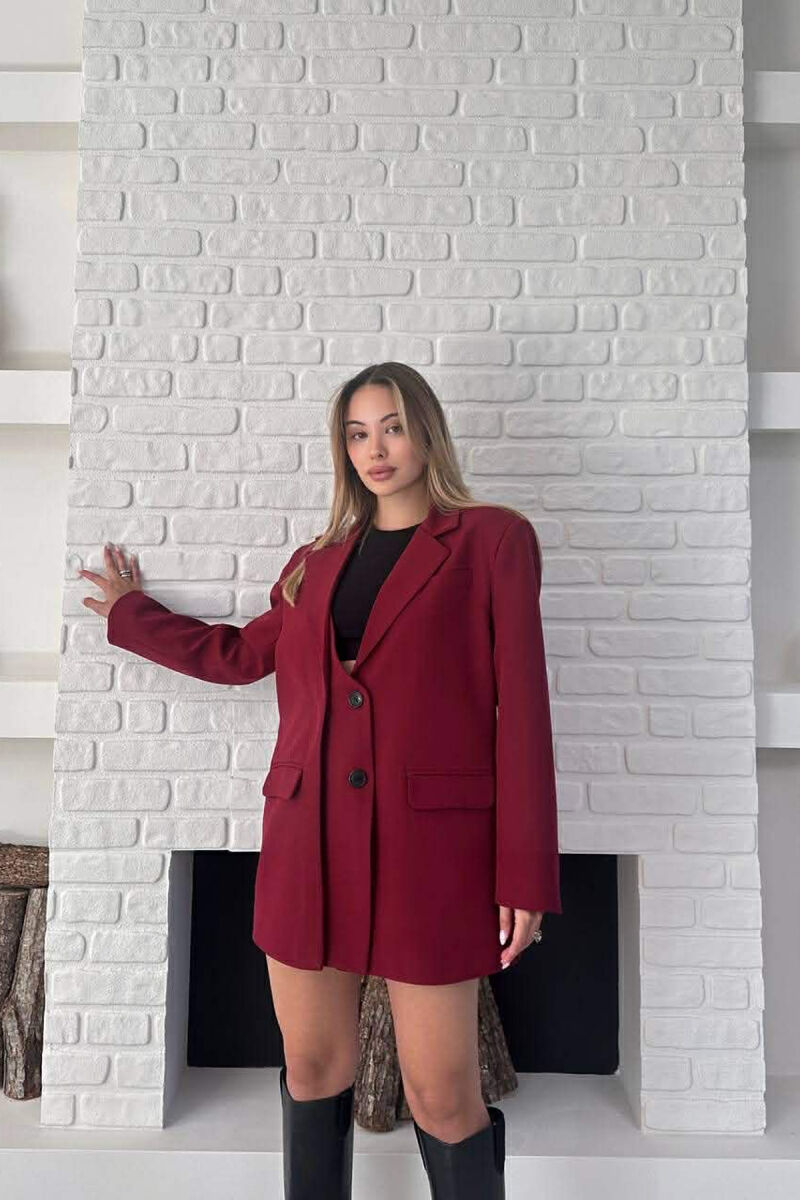 ONE COLOR TWO BUTTONS CLASSIC WOMAN JACKET BURGUNDY/VISHNJE - 1