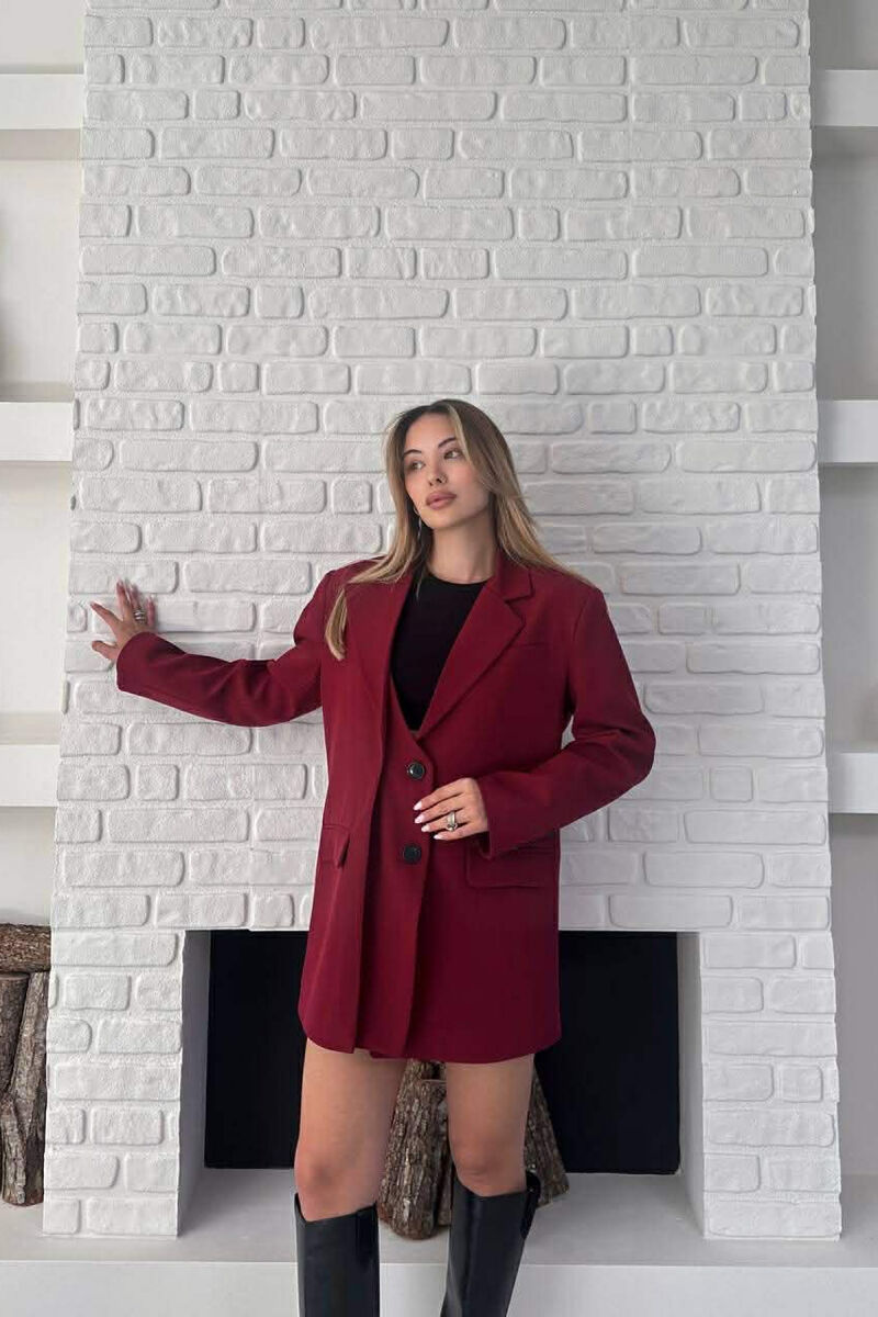 ONE COLOR TWO BUTTONS CLASSIC WOMAN JACKET BURGUNDY/VISHNJE - 3