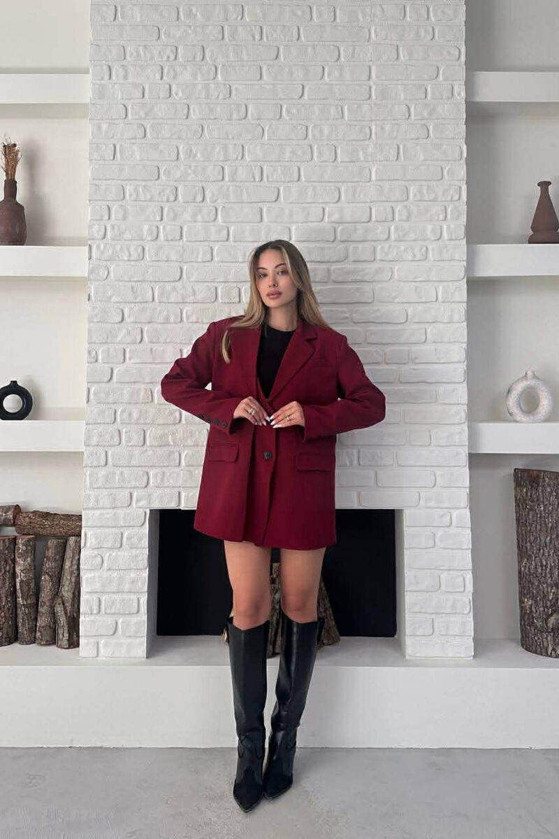 ONE COLOR TWO BUTTONS CLASSIC WOMAN JACKET BURGUNDY/VISHNJE - 4