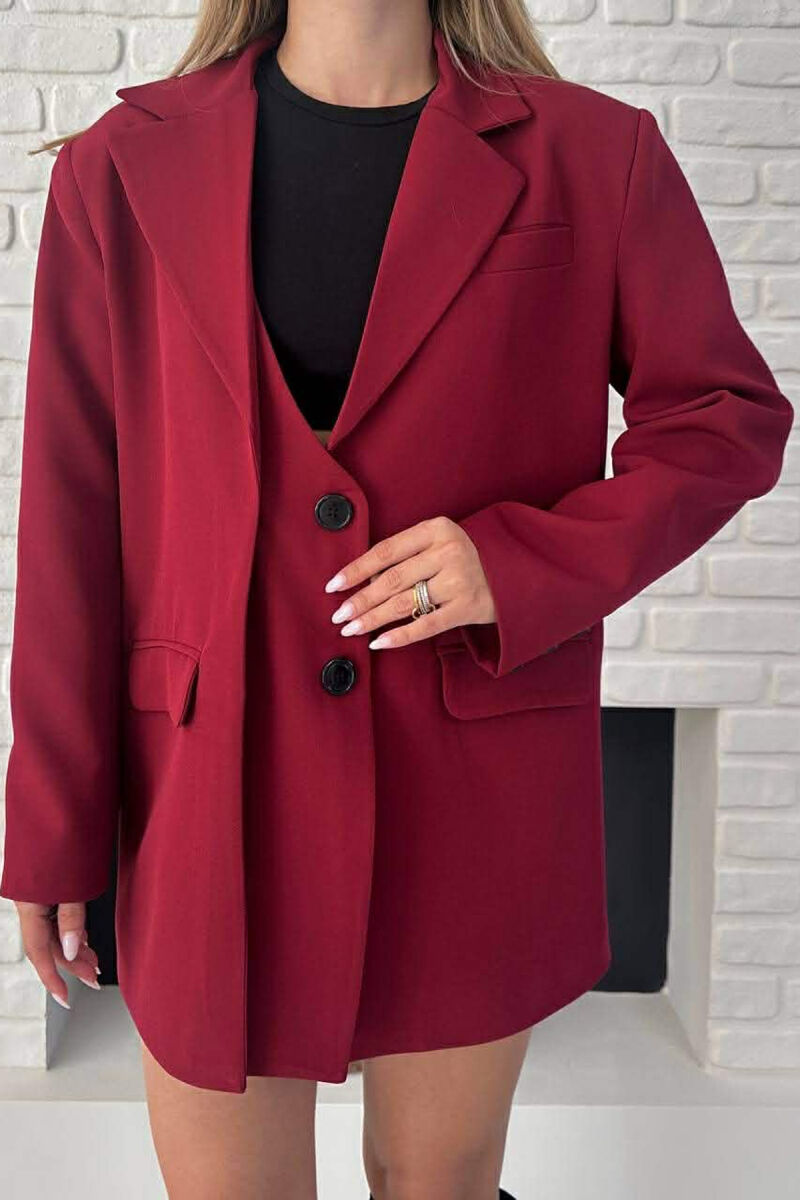 ONE COLOR TWO BUTTONS CLASSIC WOMAN JACKET BURGUNDY/VISHNJE - 5