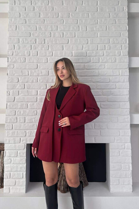 ONE COLOR TWO BUTTONS CLASSIC WOMAN JACKET BURGUNDY/VISHNJE - 6