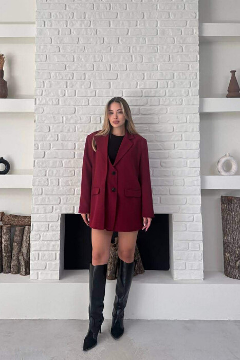 ONE COLOR TWO BUTTONS CLASSIC WOMAN JACKET BURGUNDY/VISHNJE - 8
