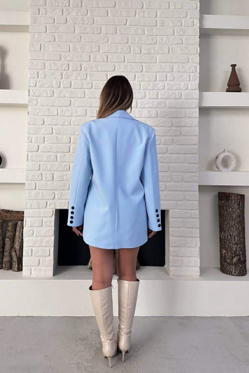 ONE COLOR TWO BUTTONS CLASSIC WOMAN JACKET LIGHTBLUE/BZ - 4