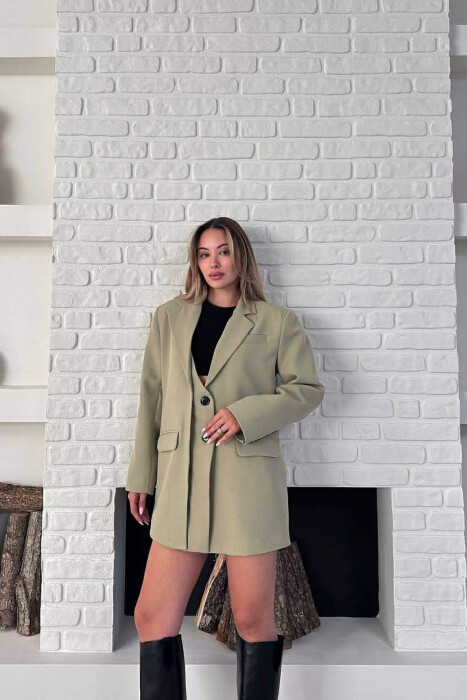 ONE COLOR TWO BUTTONS CLASSIC WOMAN JACKET MINT/MENTE - 1