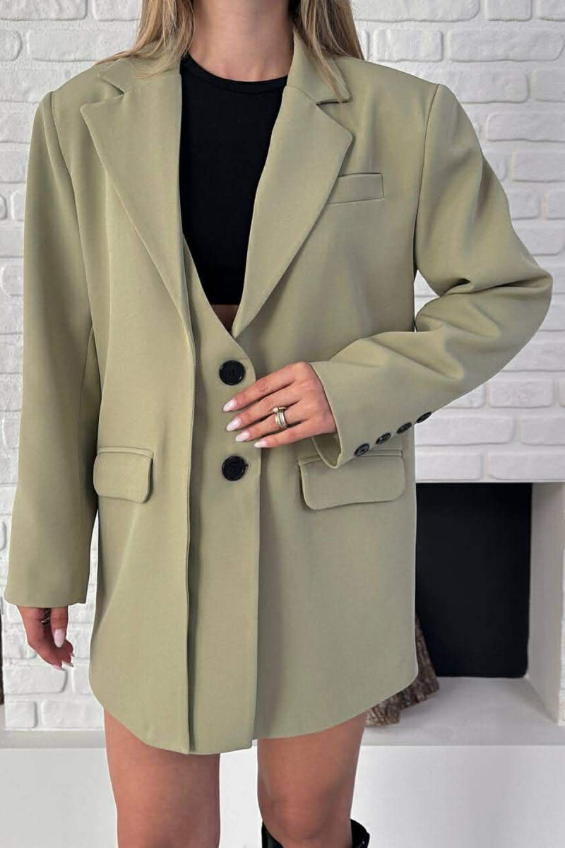 ONE COLOR TWO BUTTONS CLASSIC WOMAN JACKET MINT/MENTE - 2