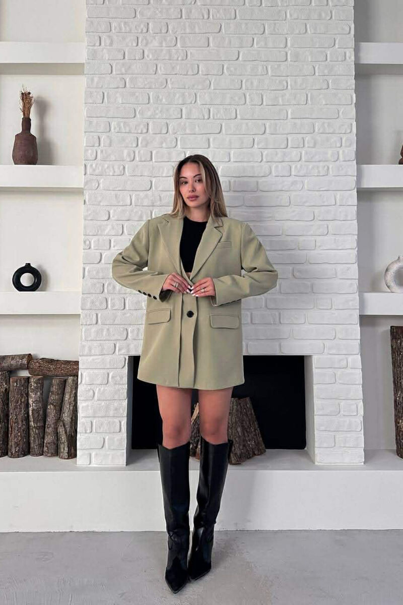 ONE COLOR TWO BUTTONS CLASSIC WOMAN JACKET MINT/MENTE - 3
