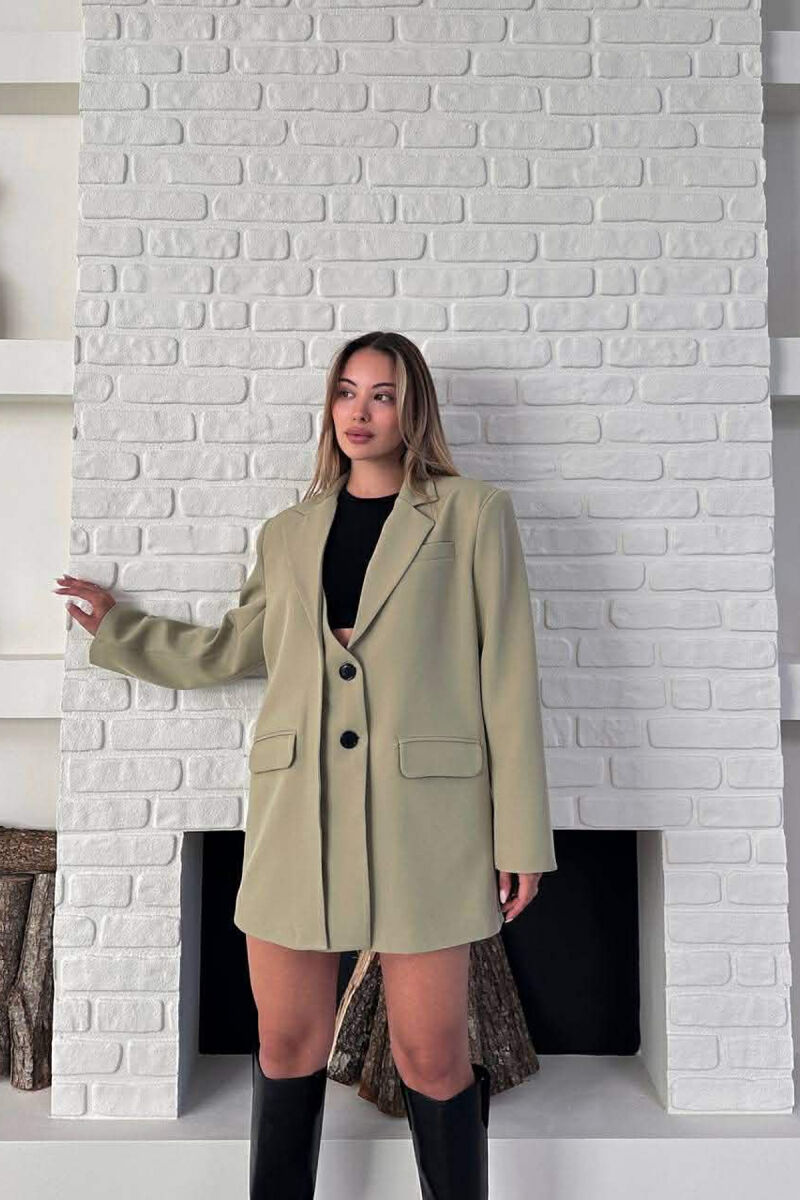 ONE COLOR TWO BUTTONS CLASSIC WOMAN JACKET MINT/MENTE - 4
