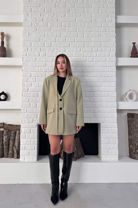 ONE COLOR TWO BUTTONS CLASSIC WOMAN JACKET MINT/MENTE - 7
