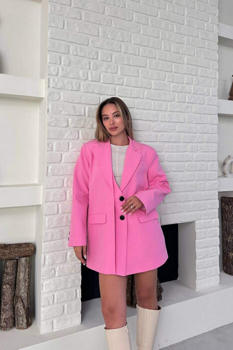 ONE COLOR TWO BUTTONS CLASSIC WOMAN JACKET PINK/ROZE - 1