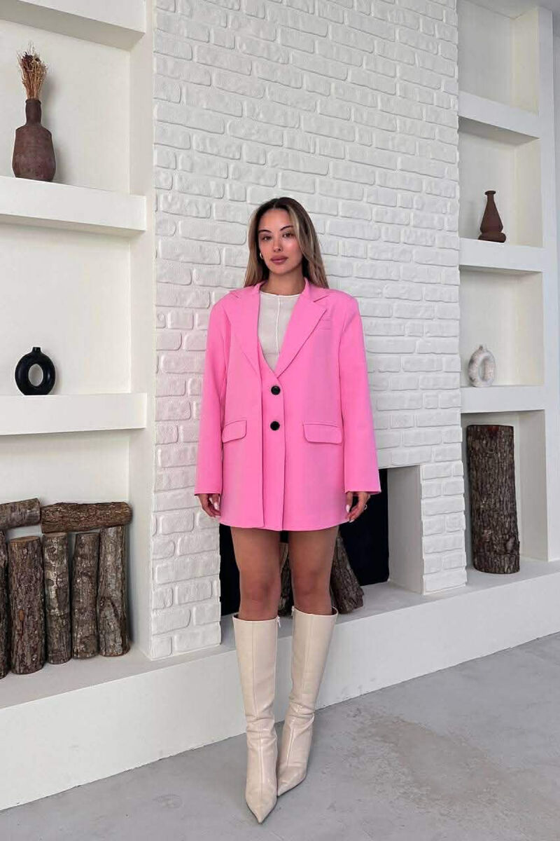 ONE COLOR TWO BUTTONS CLASSIC WOMAN JACKET PINK/ROZE - 3
