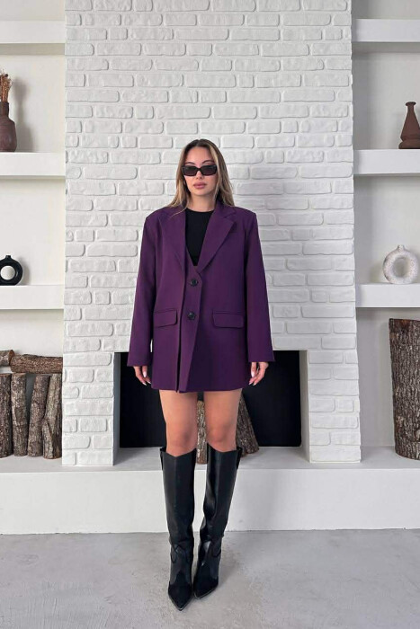 ONE COLOR TWO BUTTONS CLASSIC WOMAN JACKET PURPLE/LEJLA - 2