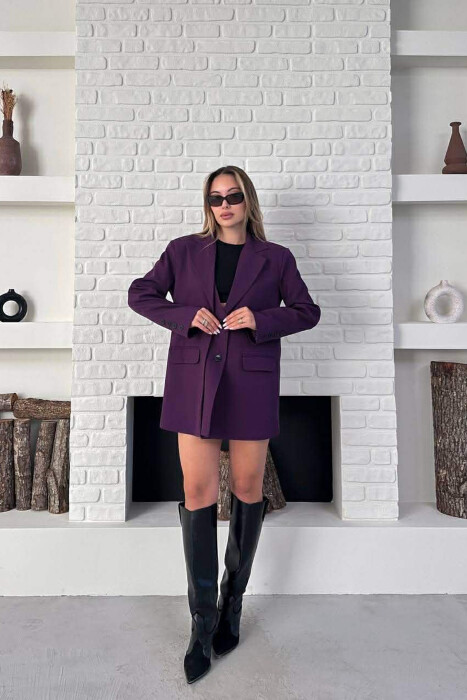 ONE COLOR TWO BUTTONS CLASSIC WOMAN JACKET PURPLE/LEJLA - 4