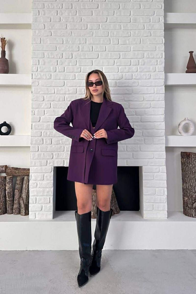 ONE COLOR TWO BUTTONS CLASSIC WOMAN JACKET PURPLE/LEJLA - 4
