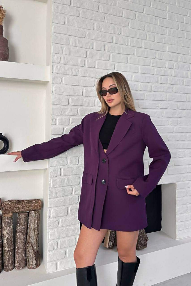 ONE COLOR TWO BUTTONS CLASSIC WOMAN JACKET PURPLE/LEJLA - 6