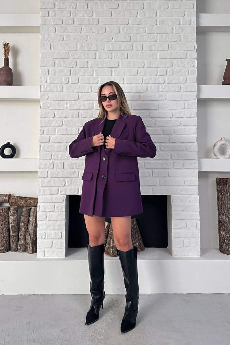 ONE COLOR TWO BUTTONS CLASSIC WOMAN JACKET PURPLE/LEJLA - 7