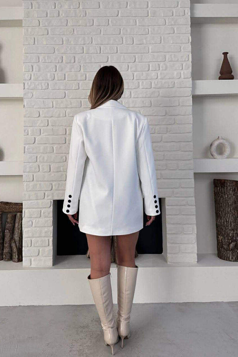 ONE COLOR TWO BUTTONS CLASSIC WOMAN JACKET WHITE-E BARDHE - 7