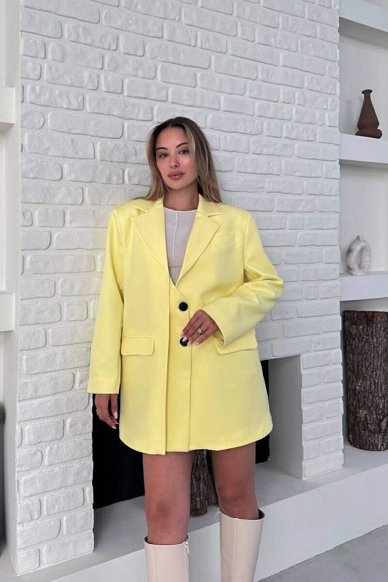 ONE COLOR TWO BUTTONS CLASSIC WOMAN JACKET YELLOW/E VERDHE - 1