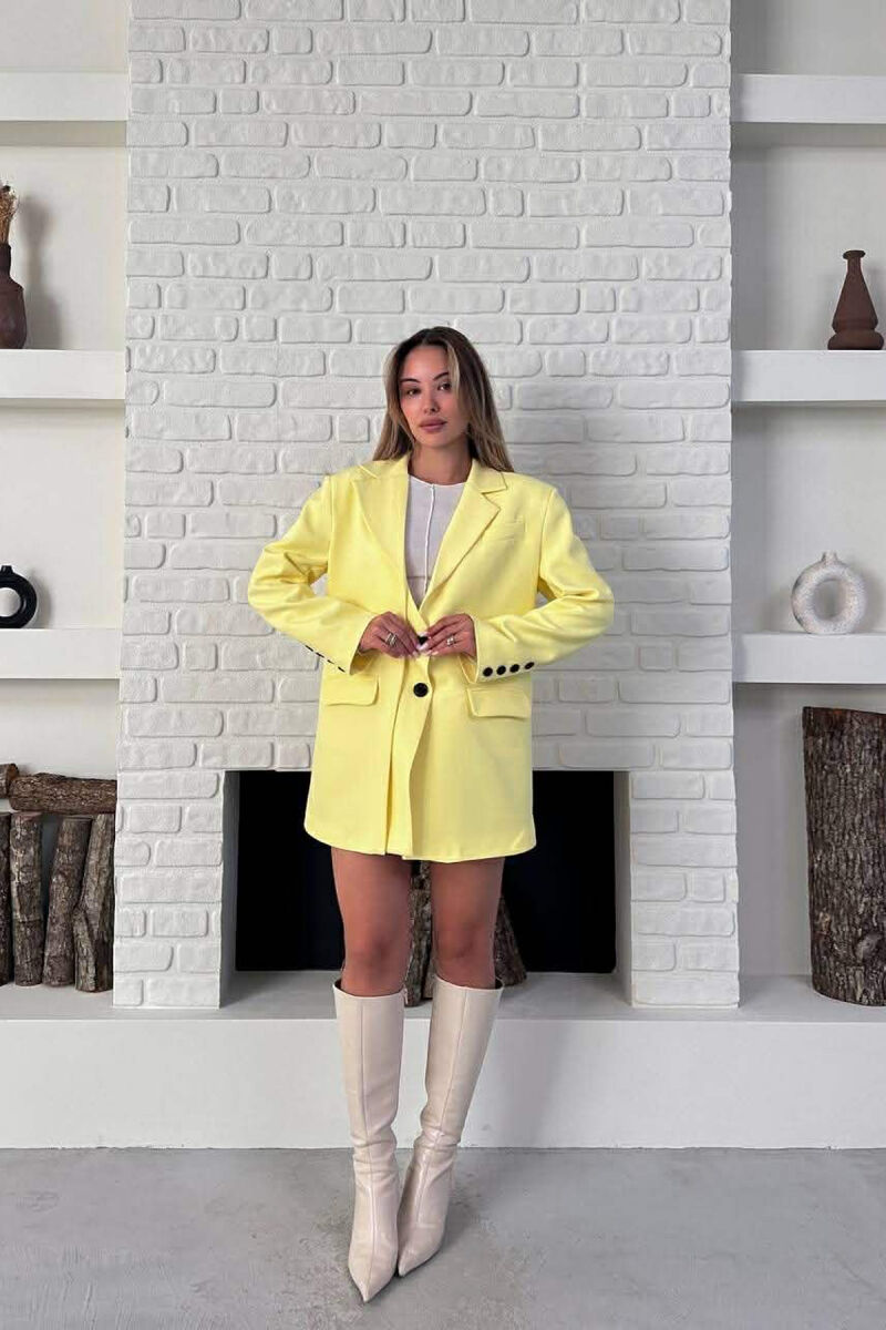 ONE COLOR TWO BUTTONS CLASSIC WOMAN JACKET YELLOW/E VERDHE - 3