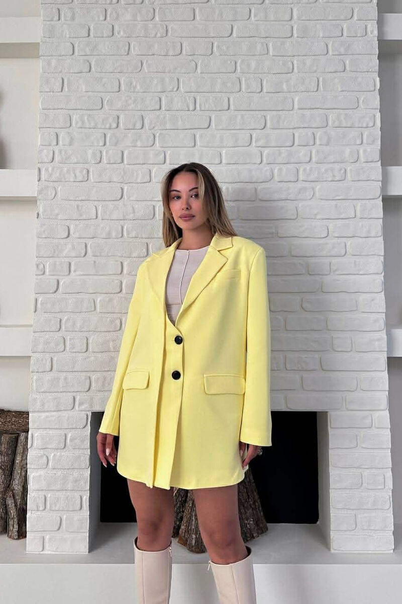 ONE COLOR TWO BUTTONS CLASSIC WOMAN JACKET YELLOW/E VERDHE - 4