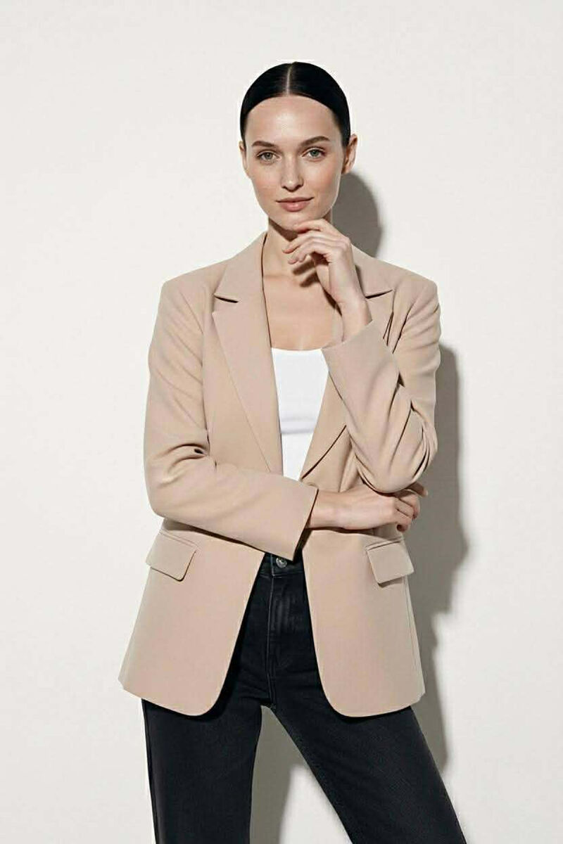 ONE COLOR TWO BUTTONS WOMAN JACKET BEIGE/BEZHE - 1