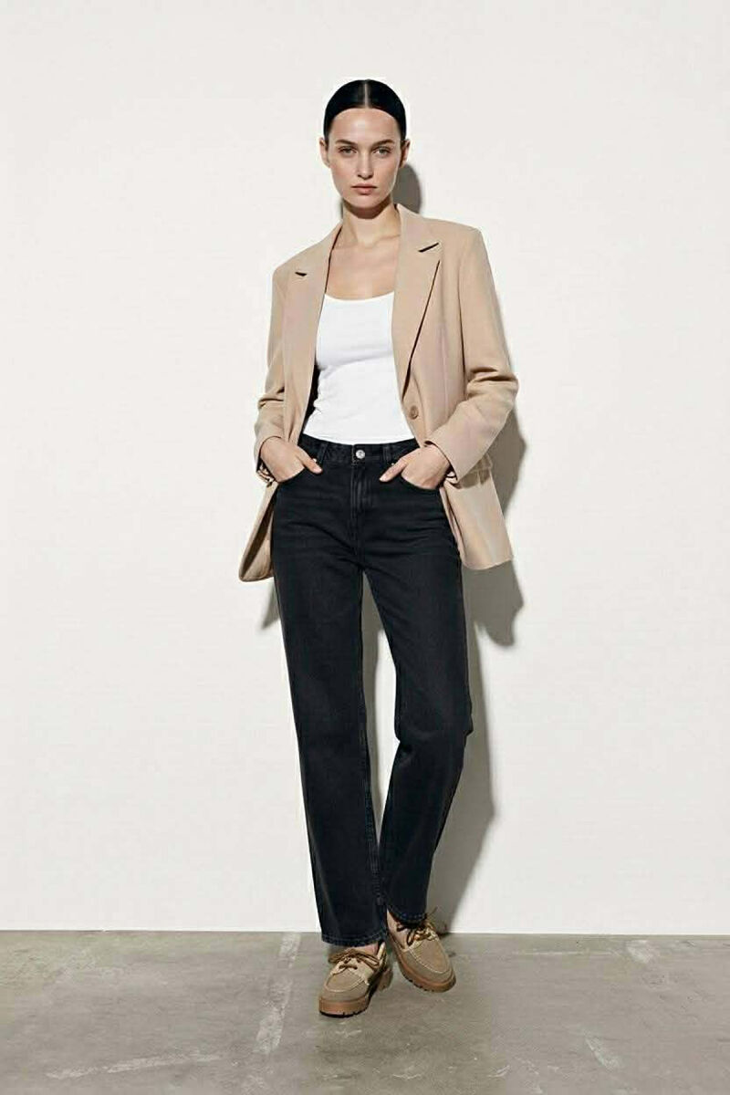 ONE COLOR TWO BUTTONS WOMAN JACKET BEIGE/BEZHE - 3