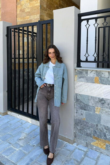 ONE COLOR TWO FRONT POCKETS DENIM WOMAN JACKET LIGHTBLUE/BZ - 4