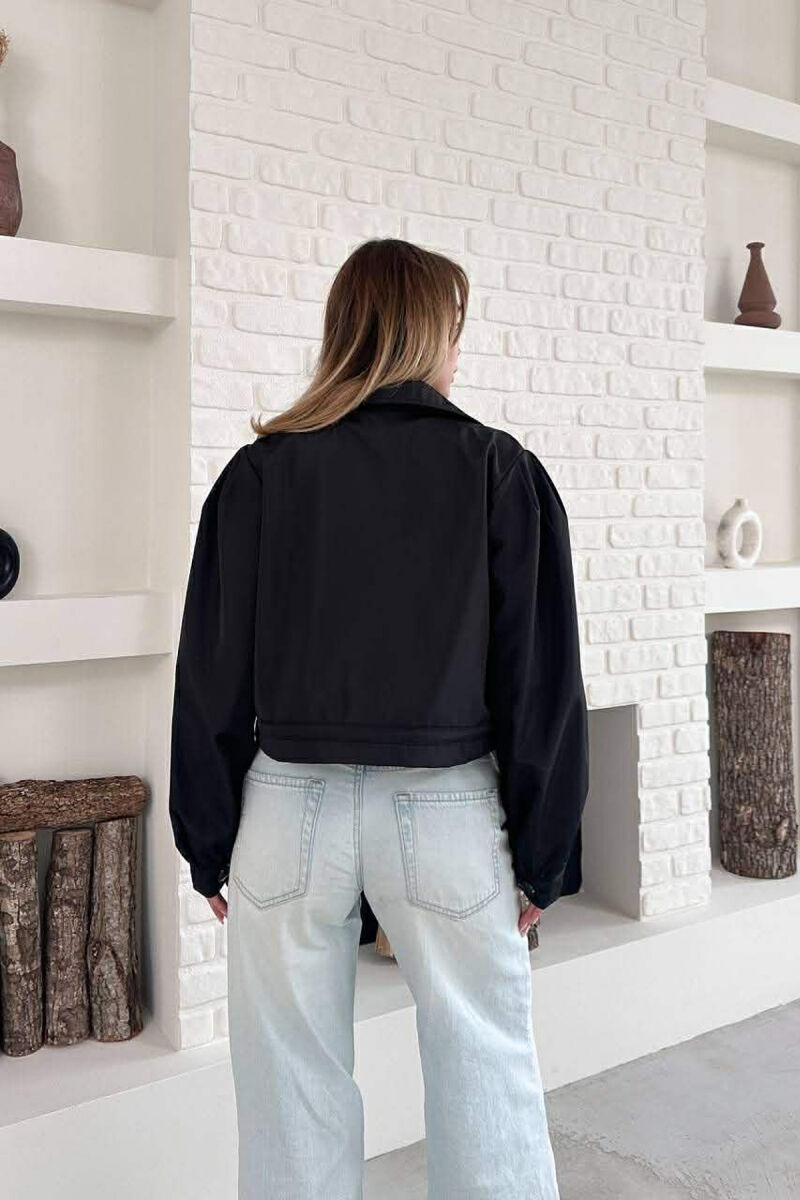ONE COLOR TWO FRONT POCKETS WOMAN JACKET BLACK/ E ZEZE - 5