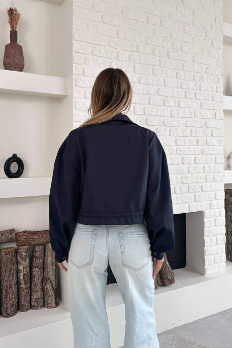 ONE COLOR TWO FRONT POCKETS WOMAN JACKET BLUE/BLU - 2