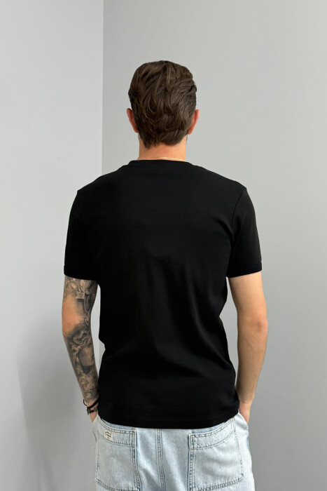 ONE COLOR V NECK MEN T-SHIRT BLACK/ E ZEZE - 2