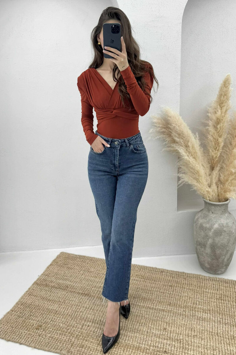 ONE COLOR V NECK WOMEN BODY BRICK/TULLE - 1