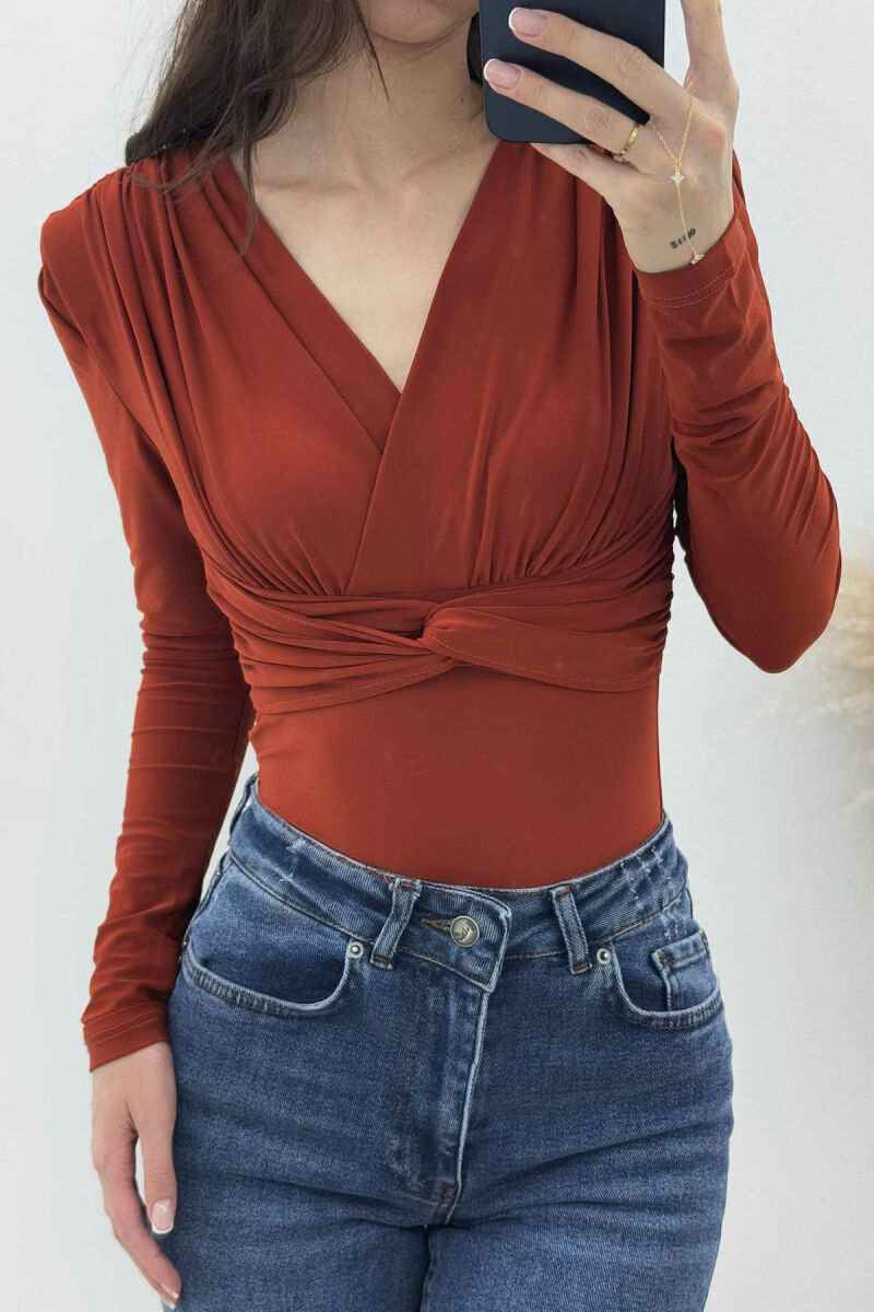 ONE COLOR V NECK WOMEN BODY BRICK/TULLE - 2