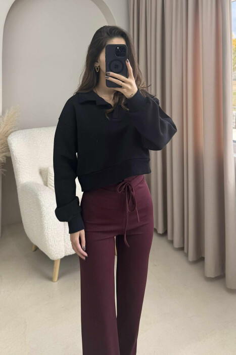 ONE COLOR POLO WOMEN SWEATSHIRT BLACK/ E ZEZE - 2