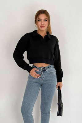 ONE COLOR POLO WOMEN SWEATSHIRT BLACK/ E ZEZE 