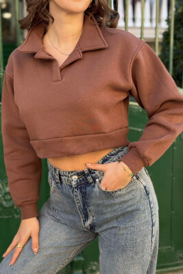 ONE COLOR POLO WOMEN SWEATSHIRT BROWN/KAFE 