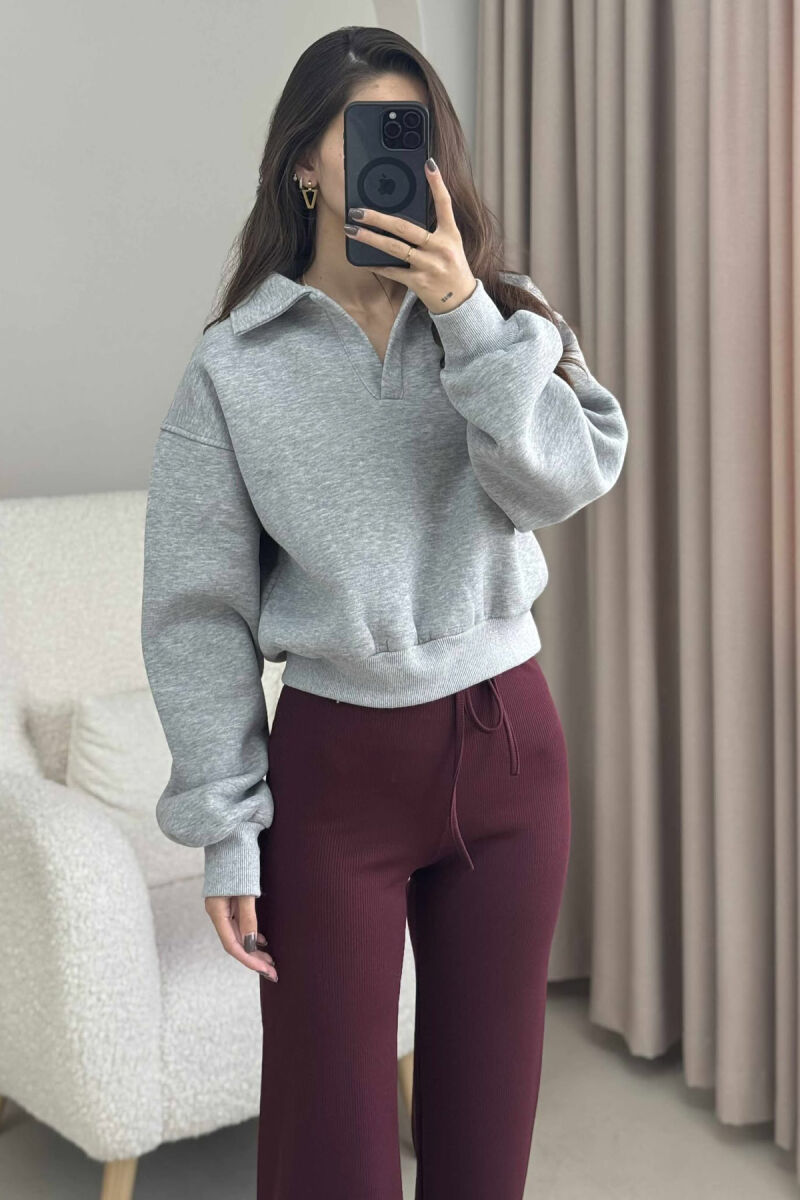 ONE COLOR POLO WOMEN SWEATSHIRT GREY/GRI - 4