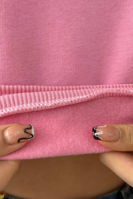 ONE COLOR POLO WOMEN SWEATSHIRT PINK/ROZE - 3