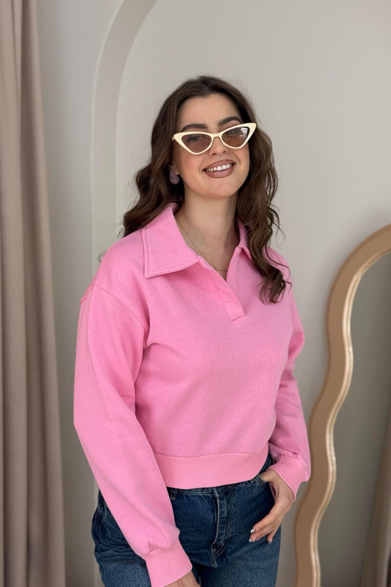 ONE COLOR POLO WOMEN SWEATSHIRT PINK/ROZE - 1