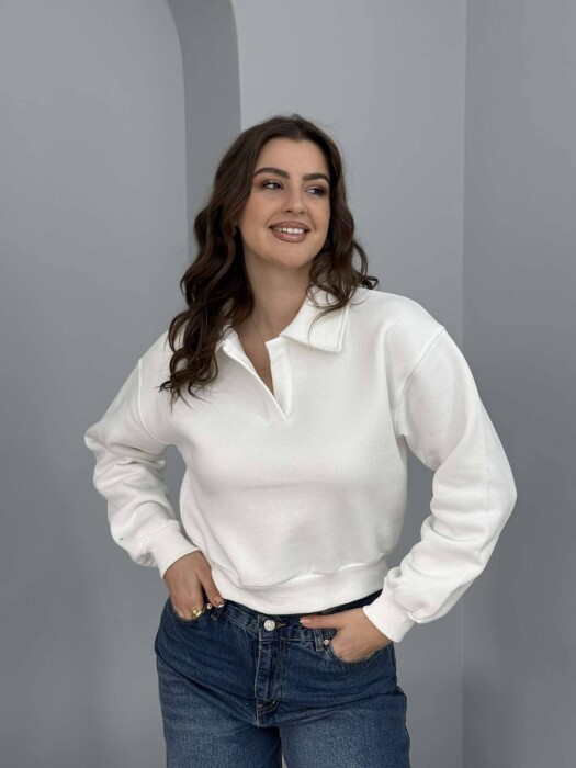 ONE COLOR POLO WOMEN SWEATSHIRT WHITE-E BARDHE - 4