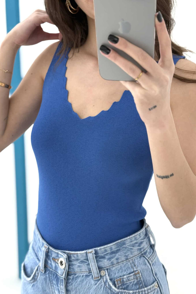 ONE COLOR V NECK WOMEN TANK TOP LIGHTBLUE/BZ - 2