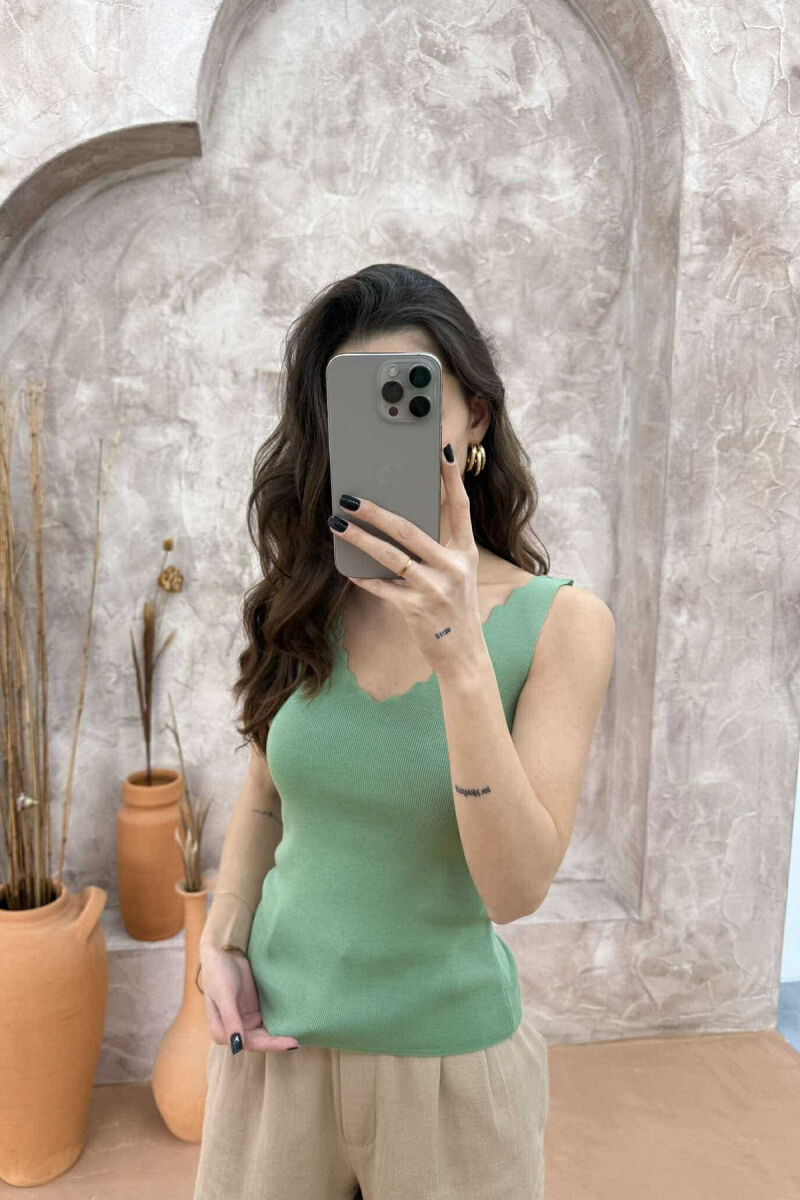 ONE COLOR V NECK WOMEN TANK TOP MINT/MENTE - 2