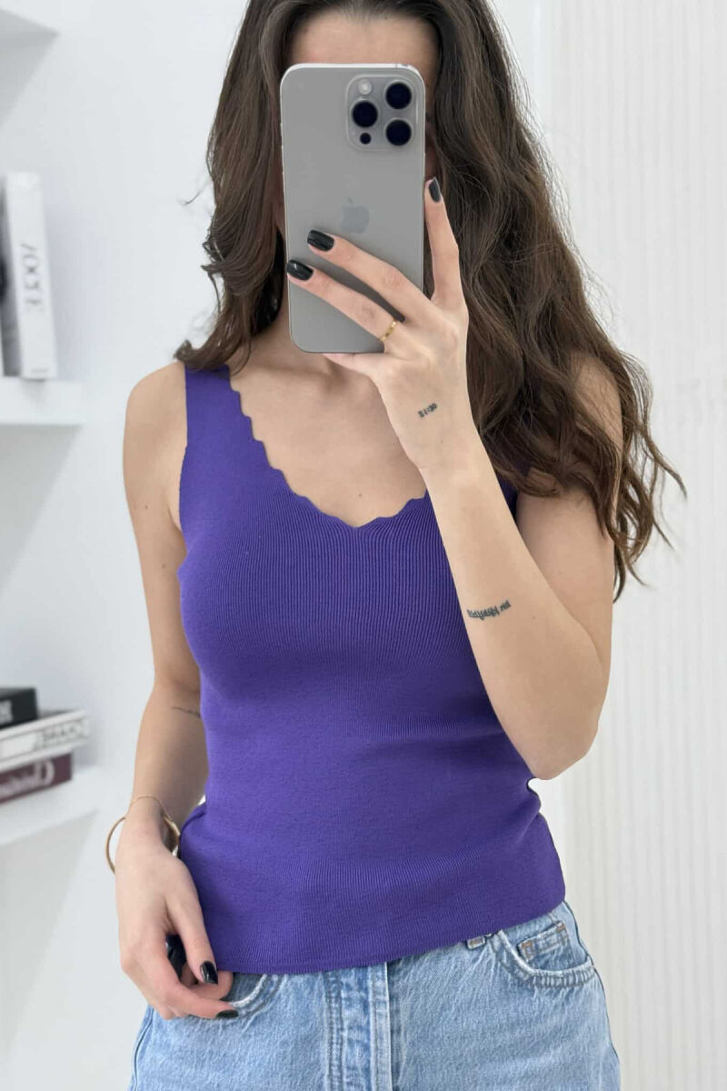 ONE COLOR V NECK WOMEN TANK TOP PURPLE/LEJLA - 2