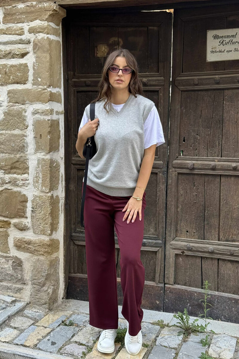 ONE COLOR V NECK WOMEN VEST GREY/GRI - 10