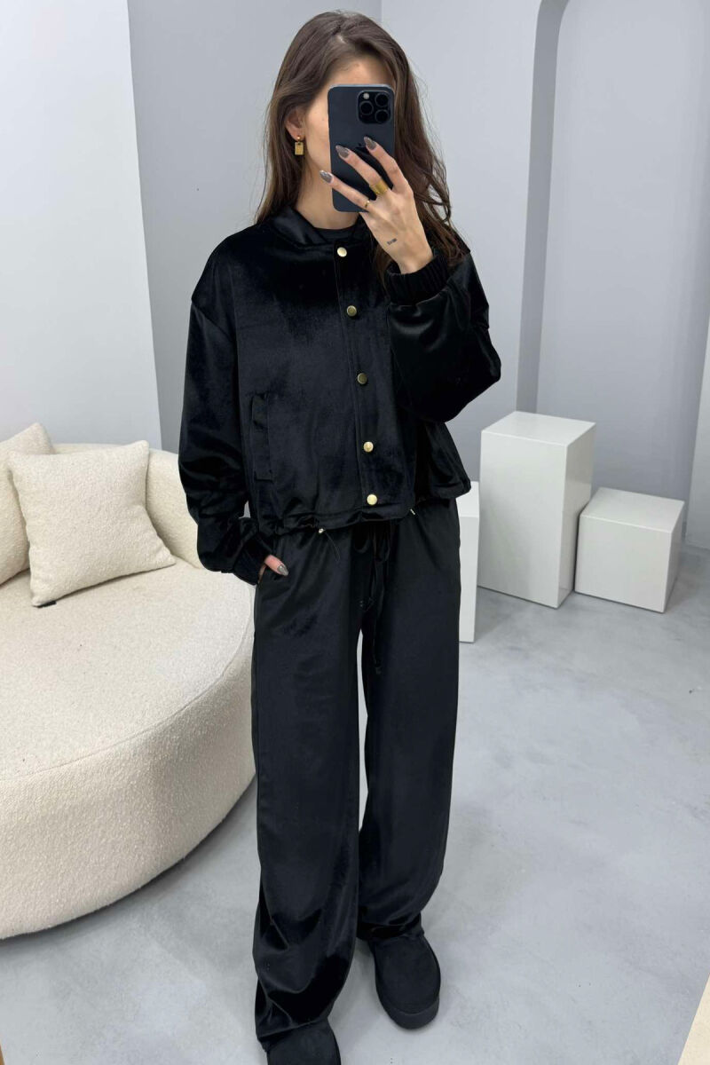 ONE COLOR VELVET JACKET+TROUSERS WOMEN SET BLACK/ E ZEZE - 2