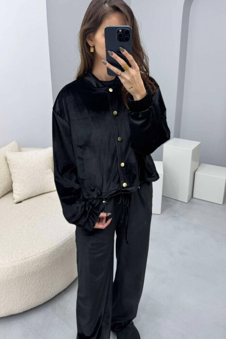 ONE COLOR VELVET JACKET+TROUSERS WOMEN SET BLACK/ E ZEZE - 7